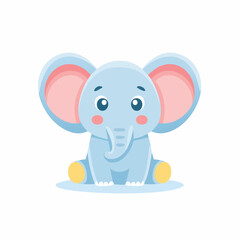 Fototapeta premium Cute cartoon elephant playing with a ball in a cheerful wildlife illustration