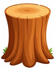 Obraz premium Cartoon tree stump, light brown, simple