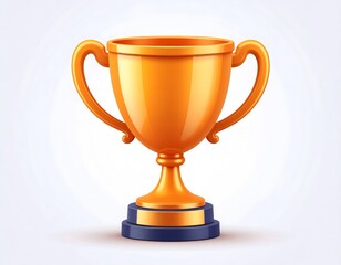 A gleaming gold trophy cup with handles sits atop a blue base, symbolizing victory and achievement.