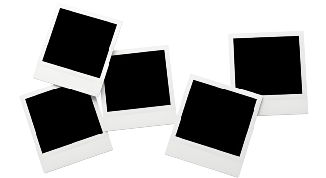 Arrangement of blank instant photos isolated PNG with Transparent Background - Powered by Adobe