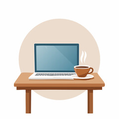 Fototapeta premium Office desk with computer and person working in a modern business room illustration