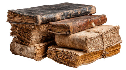Ancient library manuscripts background isolated on a Transparent background, PNG file.