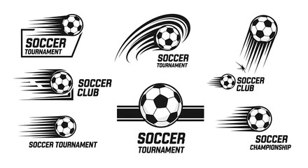 Dynamic soccer ball logos for club championships and tournaments give your brand a powerful, sporty edge with modern design elements and eye-catching action