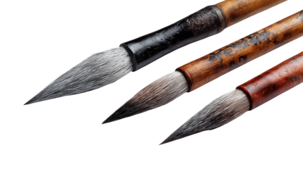 Ancient Tang calligraphy brushes background isolated on a Transparent background, PNG file.