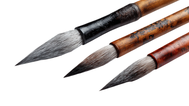 Ancient Tang calligraphy brushes background isolated on a Transparent background, PNG file.