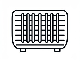Simple line drawing of a small, rectangular heater