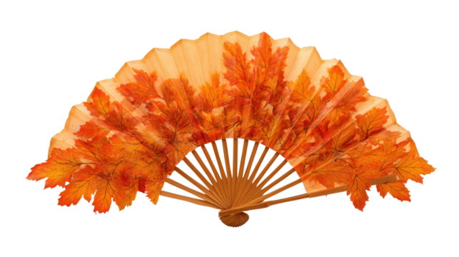 Autumn fan background isolated on a Transparent background, PNG file.