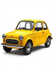 Yellow vintage car, front view