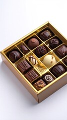 Gold box of assorted chocolates