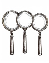 Three vintage magnifying glasses