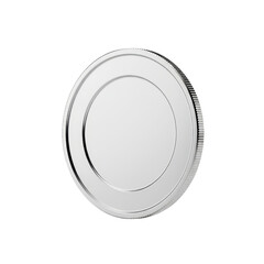 Gleaming round metallic disc reflecting light with a minimalist presentation against an empty