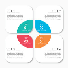 Fototapeta premium Colorful s shaped infographic with five numbered steps for business presentation and data visualization. Modern infographic template with three colored steps connected to a central circular element on