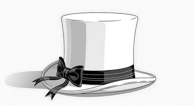 Classic Top Hat with Bow Tie Illustration.