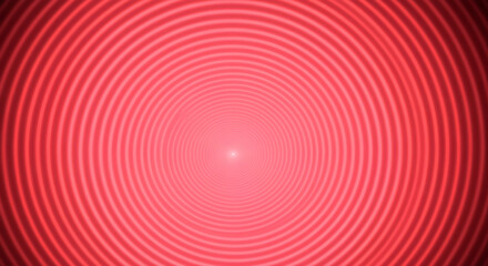 Vibrant red concentric circles radiating outwards from a bright central point, creating an abstract optical illusion background with a modern energy ripple effect and focused radial light pattern for