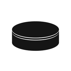 Black Ice Hockey Puck Isolated on White Background