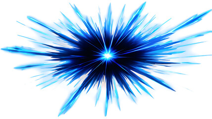 Obraz premium Abstract blue energy burst explosion radiating outwards isolated on transparent background