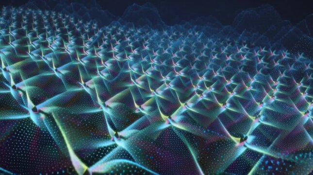 Abstract digital pattern showcasing vibrant, interconnected waves and light.