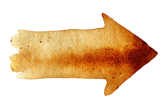 A brown arrow is drawn on a white background