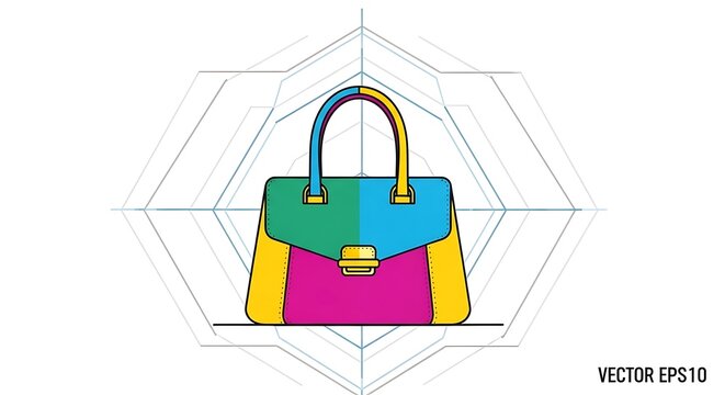 Colorful Handbag Fashion Accessory Illustration.