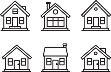 set of real estate icons of house, buildings, home