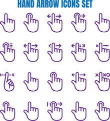 Fototapeta premium Hand icons with directional arrows and gestures touch