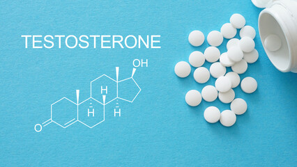 Testosterone medical pills for hormone replacement therapy HRT. Masculinizing hormone treatment and Testosterone hormone therapy