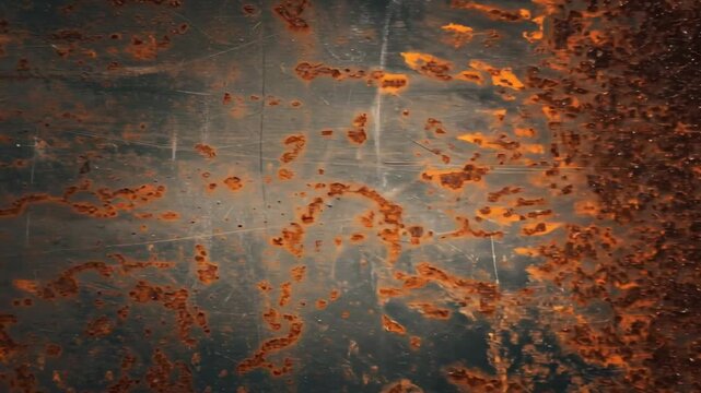 A closeup textured background of rusted metal with a dark scratched surface