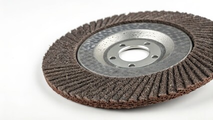 Close up view of a flap disc abrasive tool ideal for metalworking and surface finishing