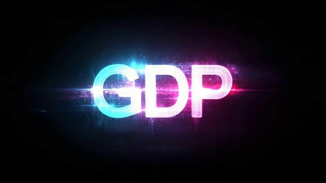 Dynamic Glowing GDP Text Animation with Neon Light Effects.
