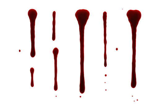 realistic flowing blood drips isolated on transparent background
