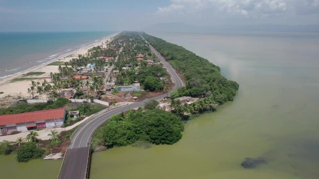 Drone view of coastal Boca de Uchire and El Hatillo landscape