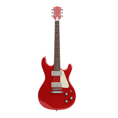 Red White Electric guitar on transparent background PNG Generative AI