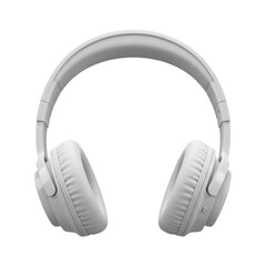 Front of white music headphones on transparent background PNG Generative AI