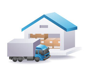 warehouse and logistics truck symbol representing delivery,supply chain,and transportation