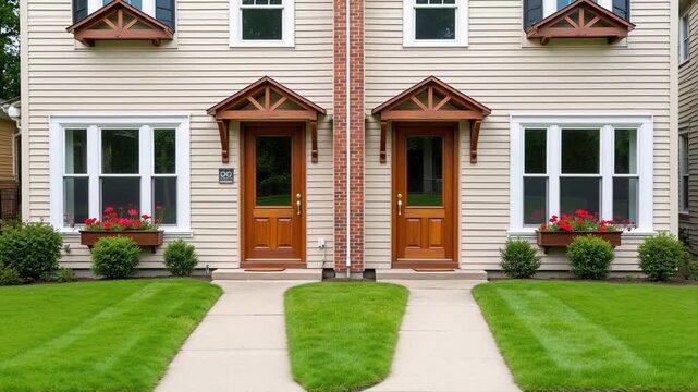 Symmetrical Duplex Elegance Awaits: Experience the Harmonious Design in Stunning 4K Video Footage, Perfect for Real Estate and Architectural Visions