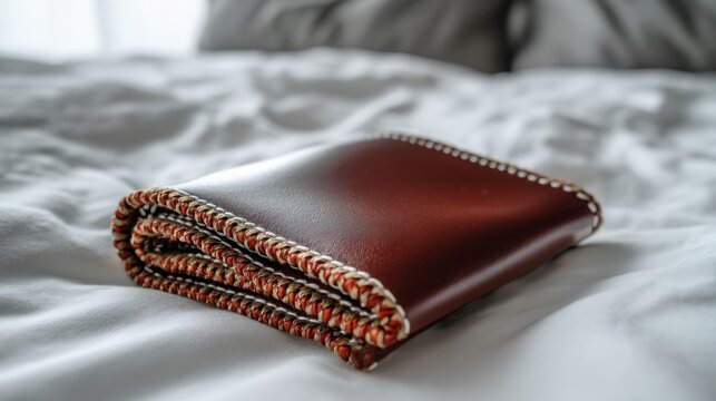 Medium shot of a leather care cloth gently folded with a soft blurred background highlighting its texture and quality for athome leather maintenance.