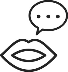 Talk line icon. lips icon.  Presented on Glyph Style and Trendy Symbol for Design. Thin Linear Style Design Isolated On White Background
