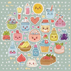 seamless pattern with cupcakes and sweets for birthday design