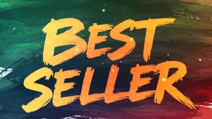Vibrant abstract background with bold lettering indicating a top-selling product, ideal for marketing materials