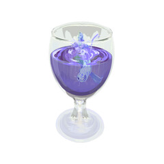 a glass of water with fish in it without a background