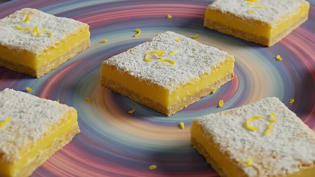 Freshly Baked Lemon Bars with Powdered Sugar Topping.
