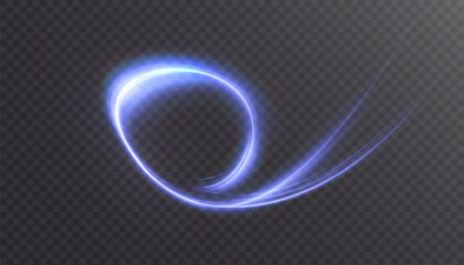 A bright, blue, glowing curved line with a vibrant light effect. This glow effect is suitable for game interface designs on black and light backgrounds.
