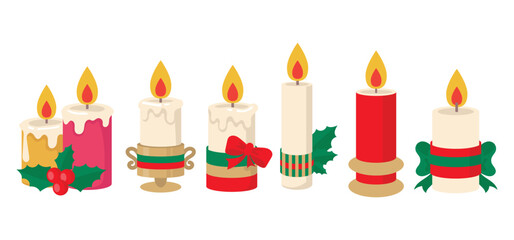 Christmas candle clipart vector decoration