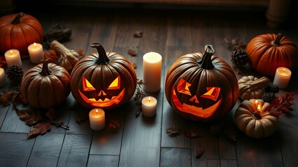 Harvest Glow: Jack-o'-Lanterns by Candlelight