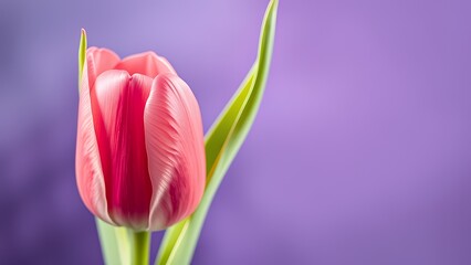 Graceful Tulip in Bloom Against a Soft Purple Background