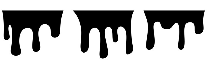 Liquid Drips and Paint Flows. Black Paint Drops Vector Set. Ideal for creative templates, posters, backgrounds, and artistic design projects.