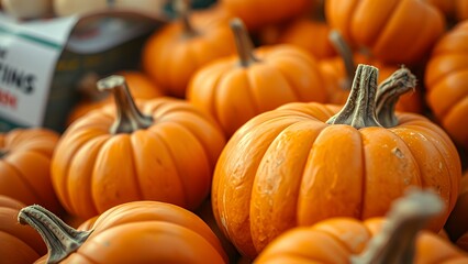 Autumn Orbs: Close-Up of Market Pumpkins