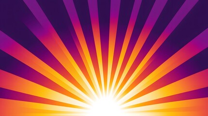 Obraz premium Vibrant Sunburst Background, Orange Purple Rays Design