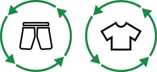 textile recycling icon set. design set in a flat design. Clothing recycle eco friendly . Vector illustration
