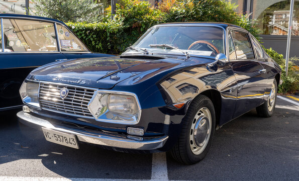 Old Italian car, Lancia Fulvia Sport Zagato, on exhibition during a vintage car rally in Varallo Sesia, Italy, September 29, 2025